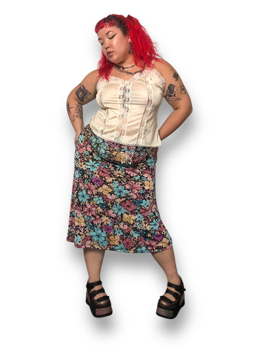 Y2K Jaclyn Smith Colorful Floral Skirt (L/XL/2X)