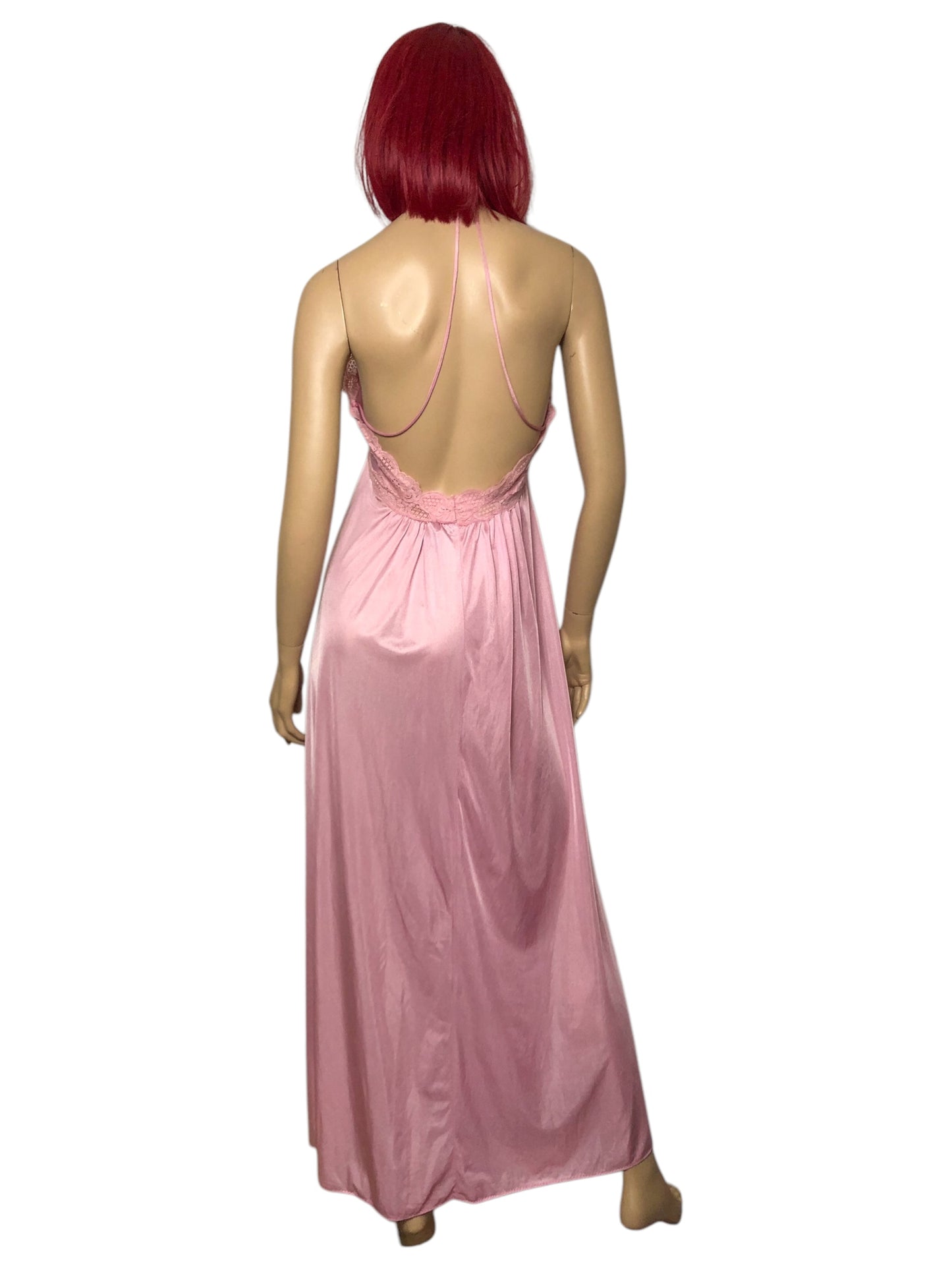 60’s/70’s Lily of France Pink Slip Maxi Dress (M)