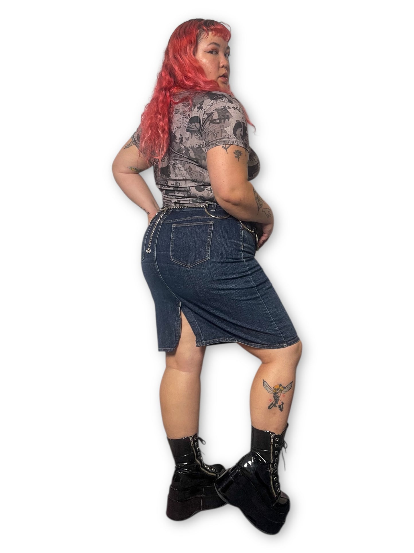 Y2K/Modern Dark Wash Denim Skirt (1X)