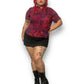 Y2K Red Floral Print Blouse (XL)
