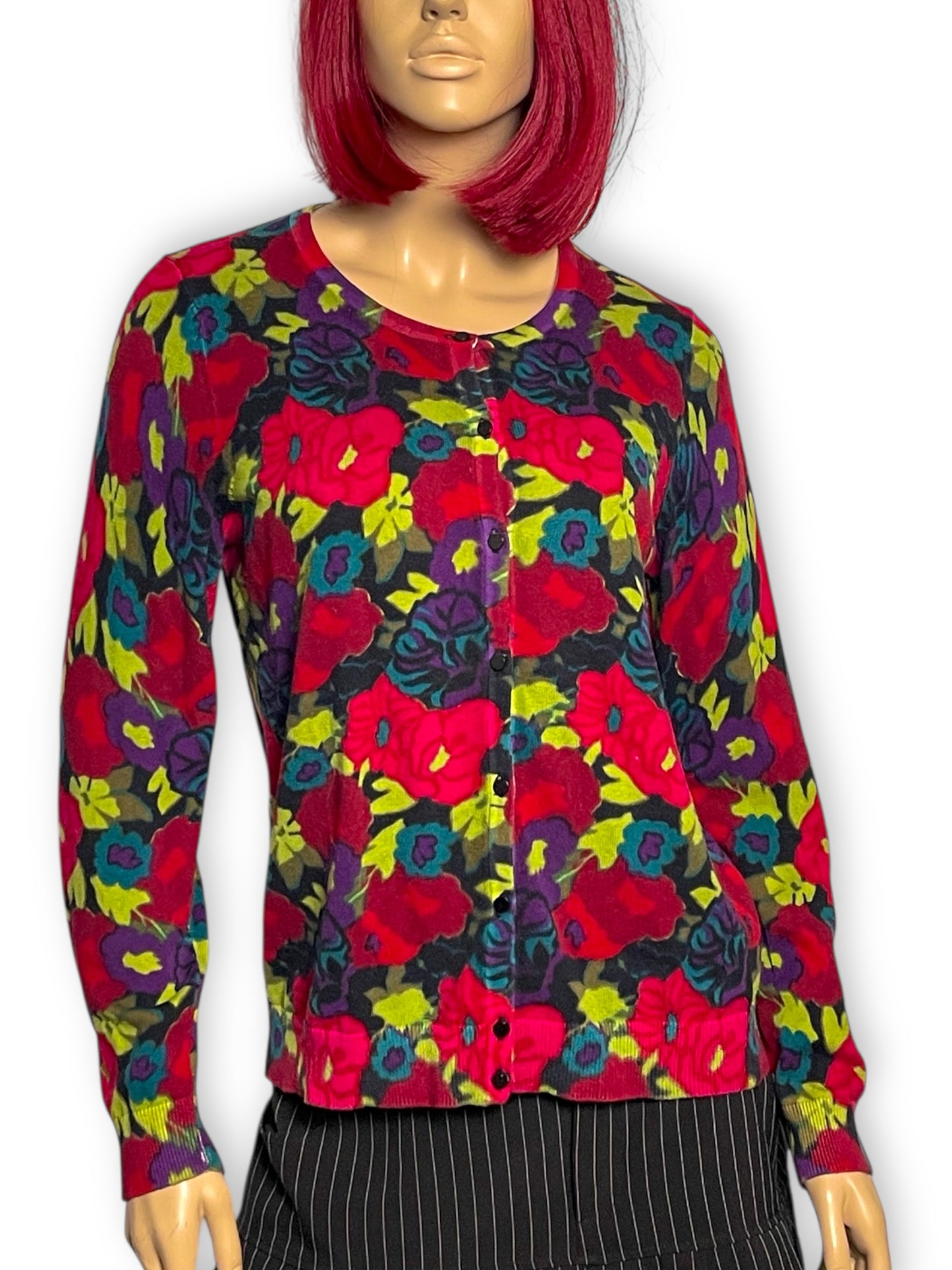 90’s/Y2K Talbots Rainbow Floral Knit Cardigan Sweater (L)