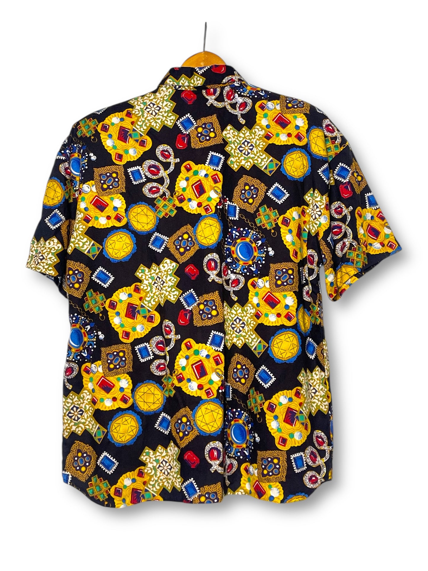 80’s/90’s Caliché Black Retro Print Blouse (L/XL)