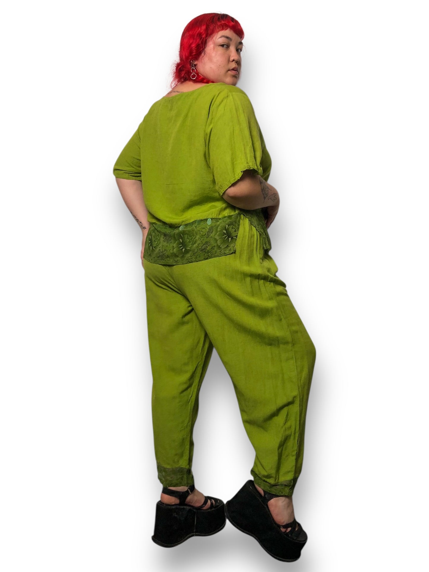 90’s/Y2K Mlle Gabrielle Olive Green 2-Piece Set (3X)
