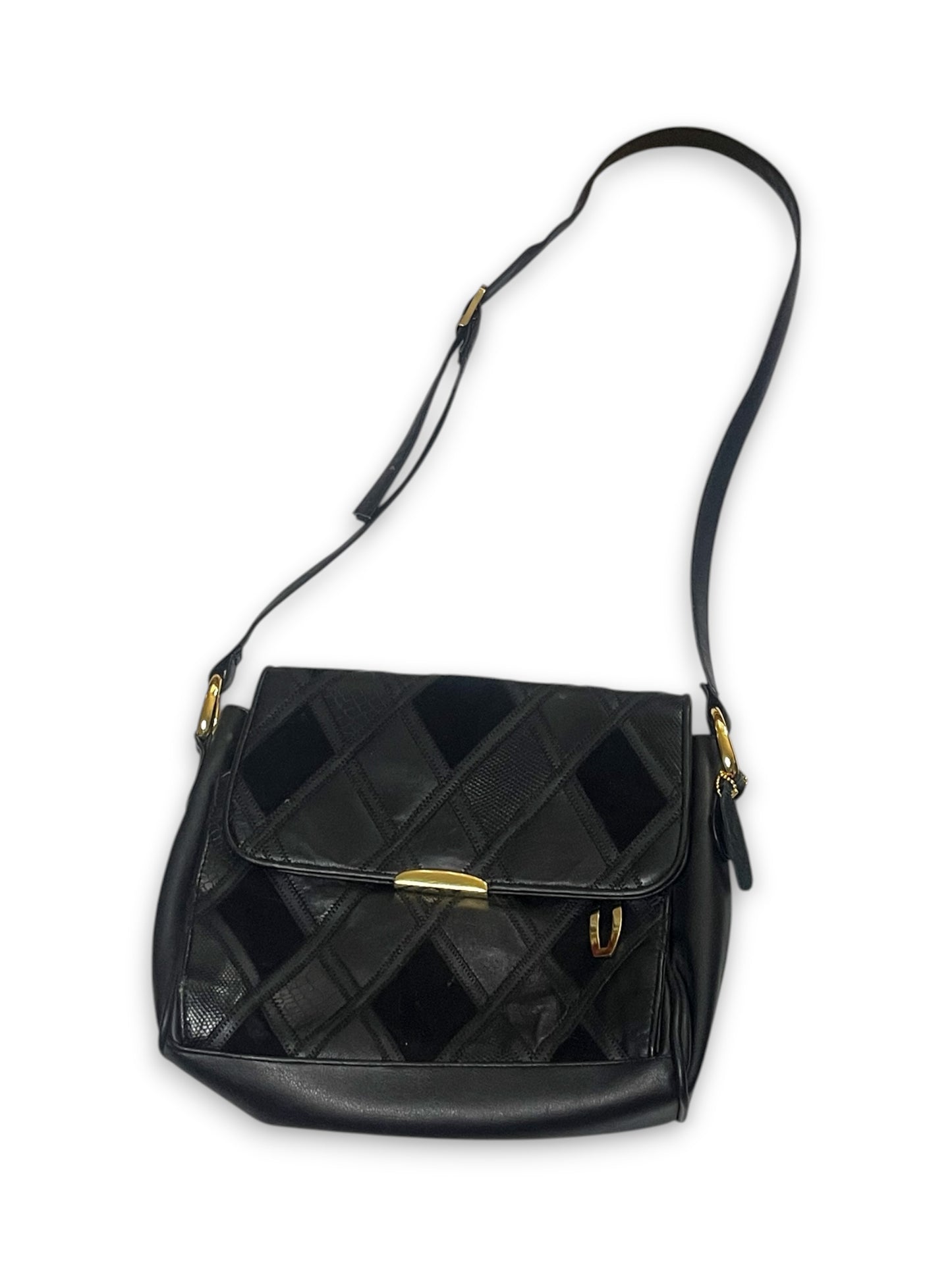 90’s Black Patchwork Leather Purse