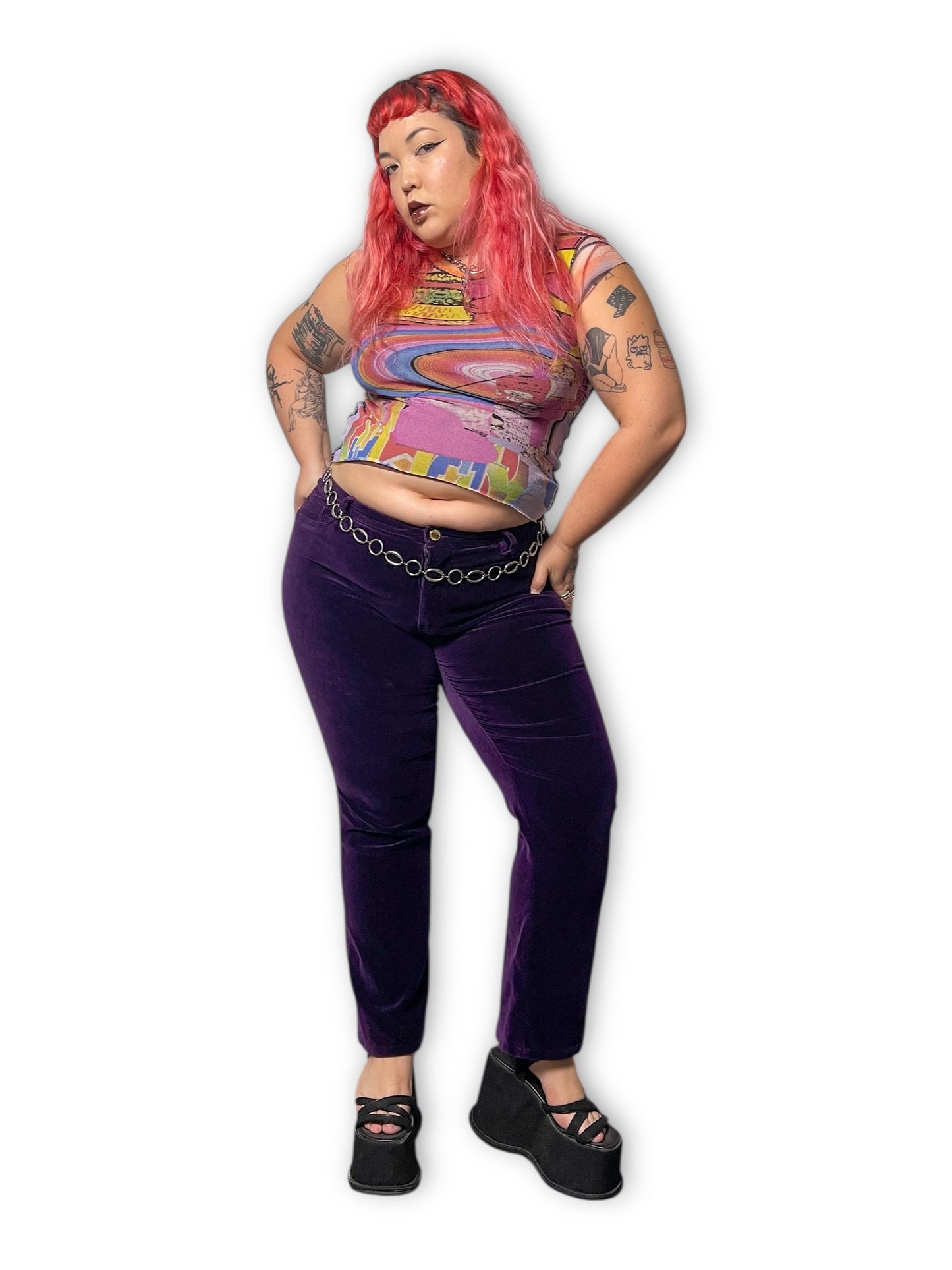 Y2K Ralph Lauren Purple Velvet Pants (XL)