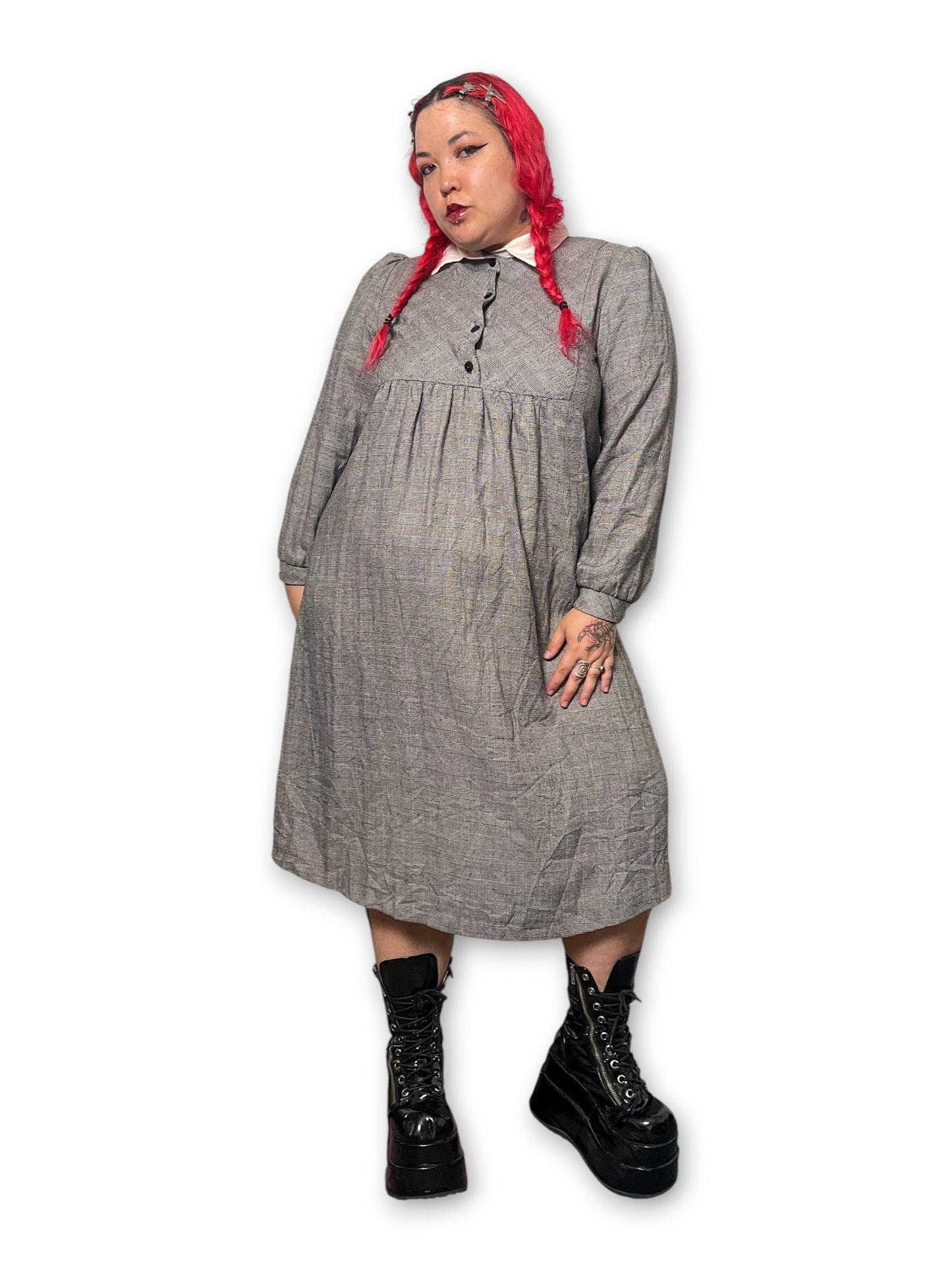 80’s/90’s Retro Plaid Midi Dress (1X/2X)
