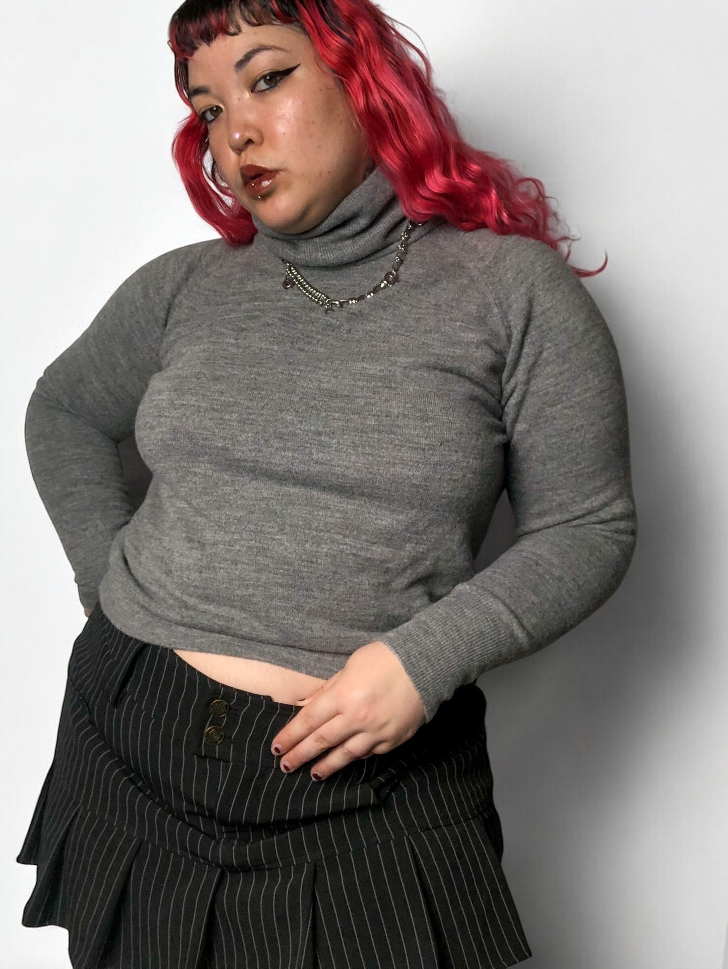 80’s Designers Plus Gray Turtleneck Sweater (L/XL)