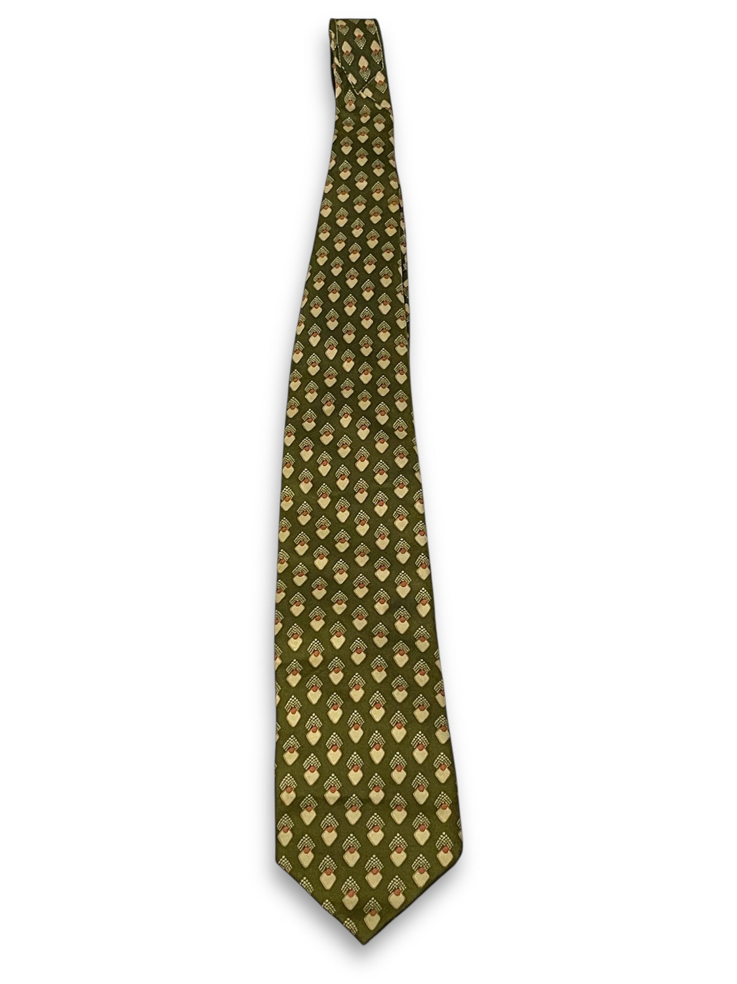 70’s Roland Olive Green Print Necktie