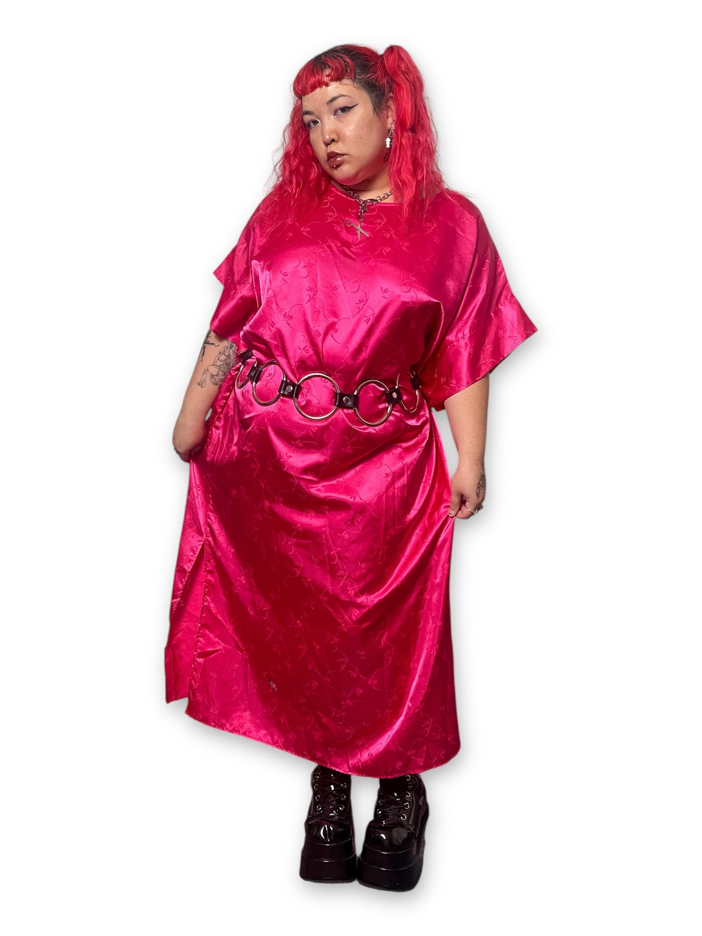 80’s Hot Pink Satin Nightgown (2X)