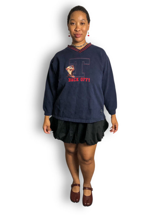 Y2K Looney Tunes Navy Blue Taz the Tasmanian Devil Sweatshirt (2X/3X)