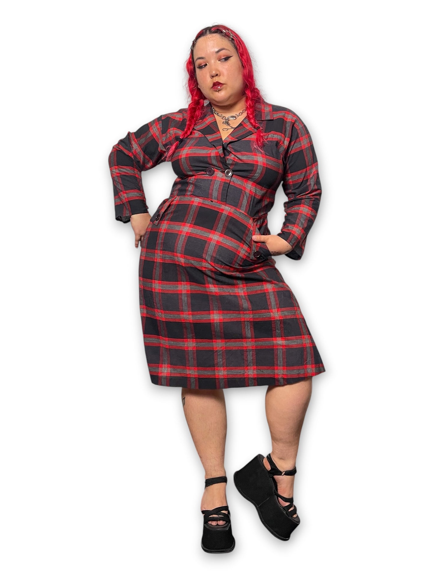 80’s Retro Grunge Shirt Dress (XL)