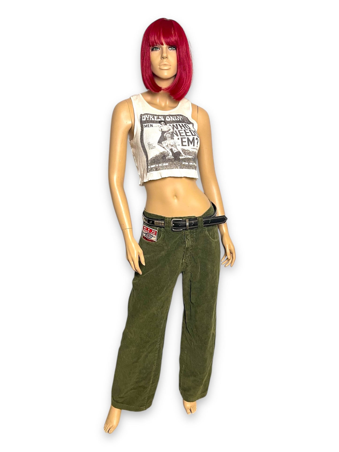 80’s/90’s Big House Drill Olive Green Corduroy Work Pants (L)