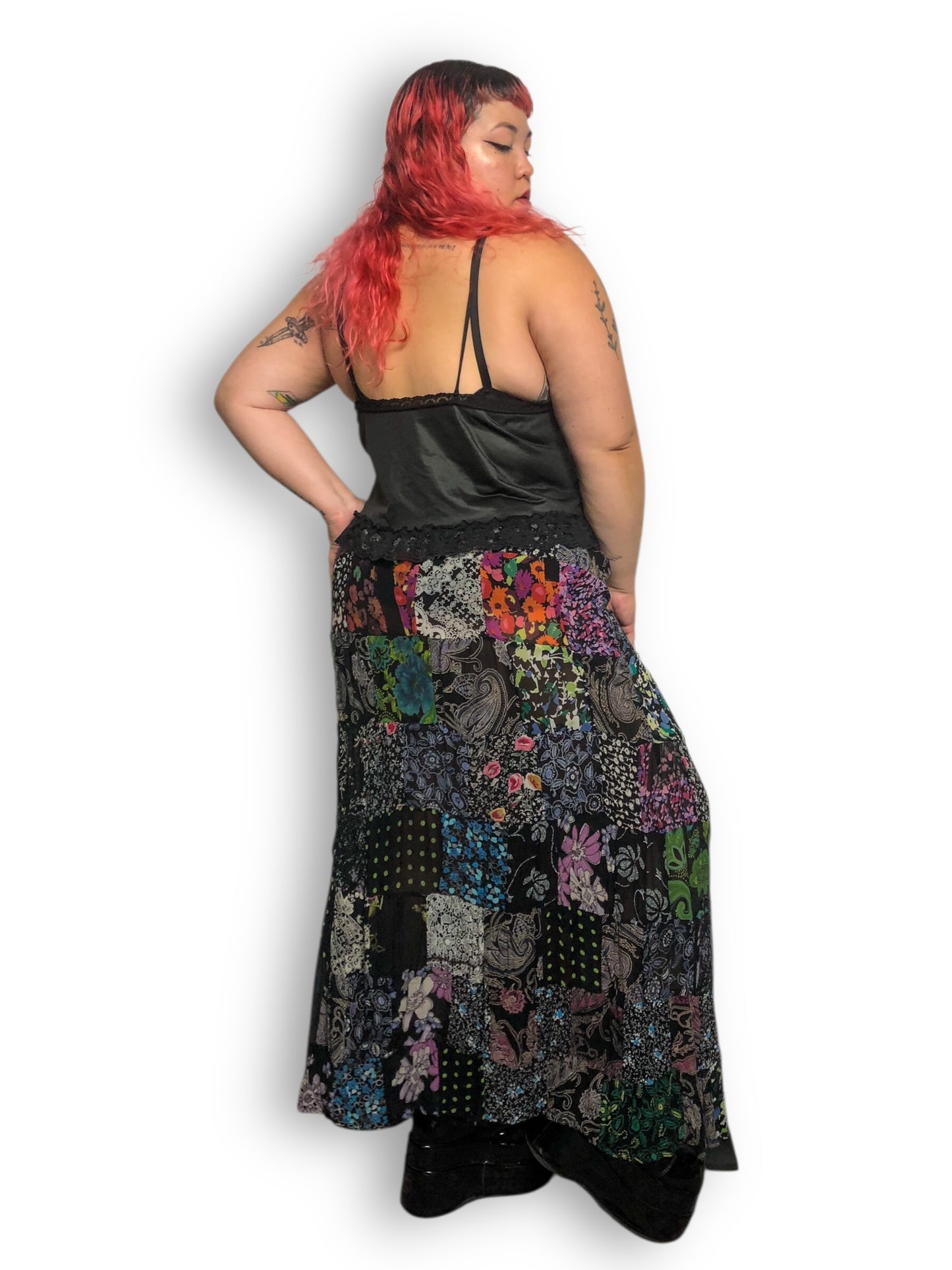 90’s Ruby ‘n’ Style Patchwork Floral Paisley Maxi Skirt (XL/2X)