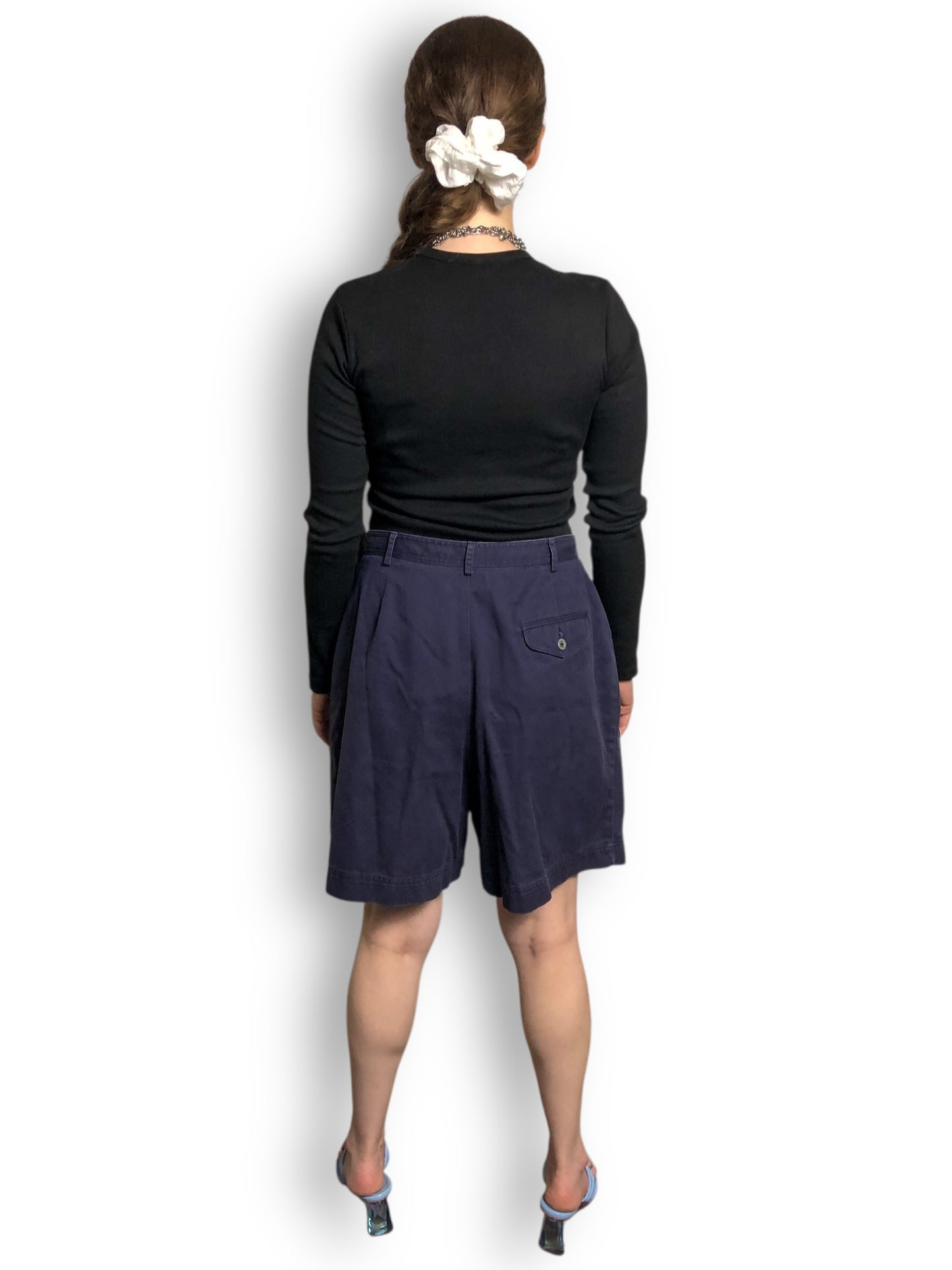 Y2K Liz Claiborne Navy Blue Pleated Shorts (L)