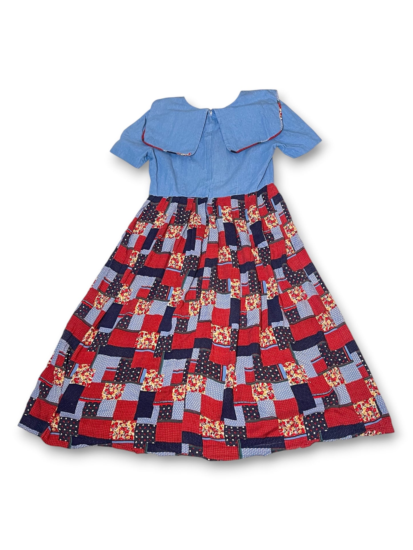 70’s/80’s Retro Patchwork Prairie Dress (L/XL)