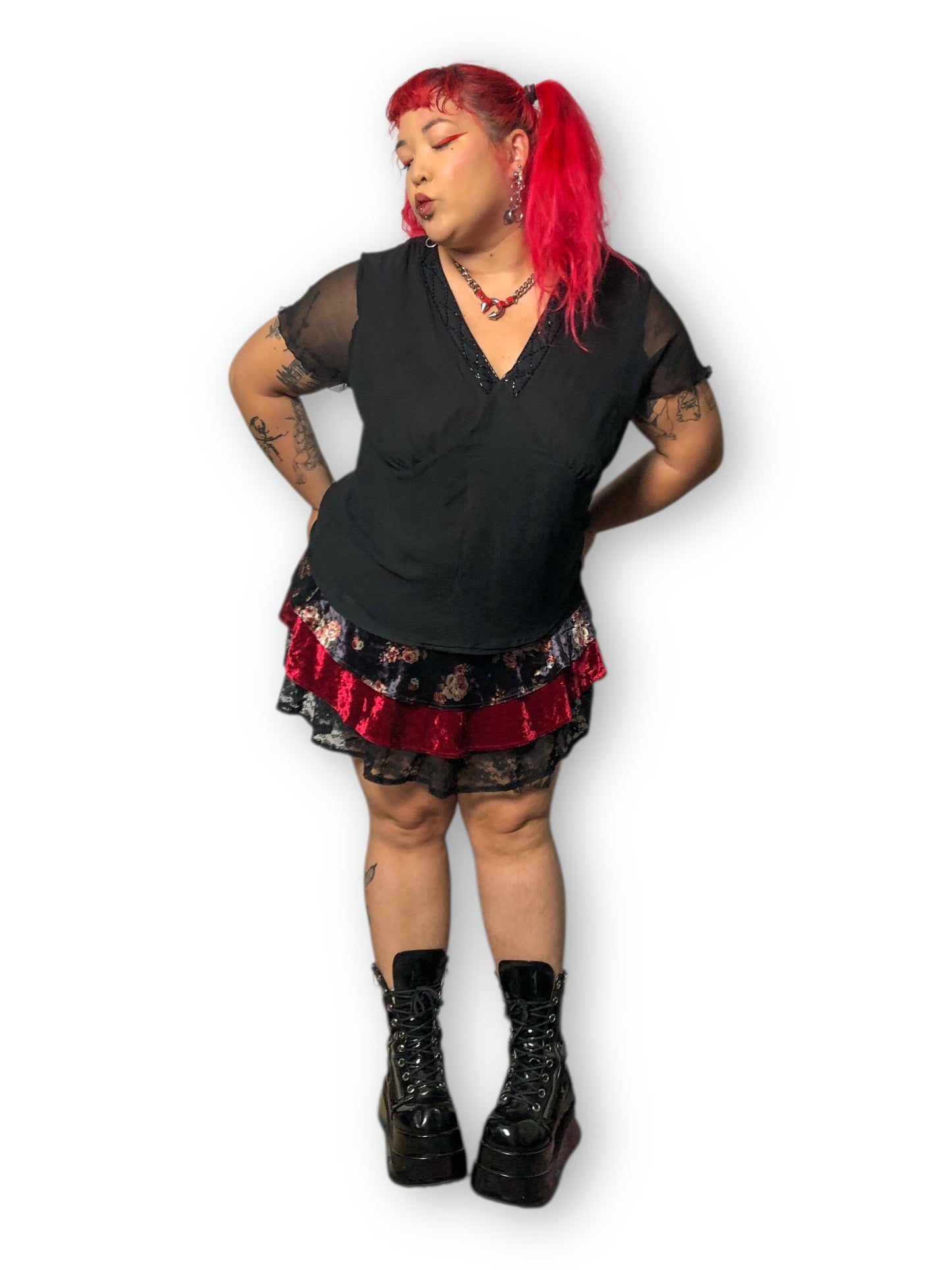 90’s/Y2K NY Collection Black Silk Blouse (2X/3X)