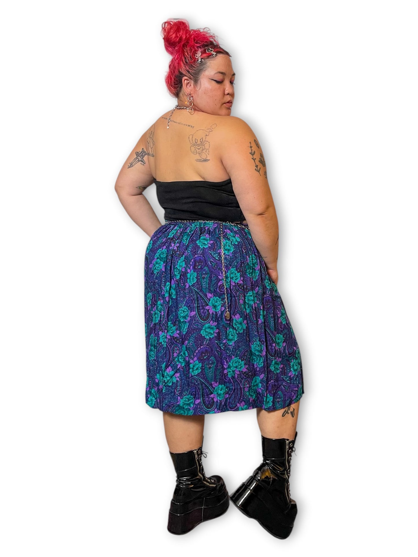 80’s/90’s Retro Floral Paisley Skirt (1X/2X/3X)