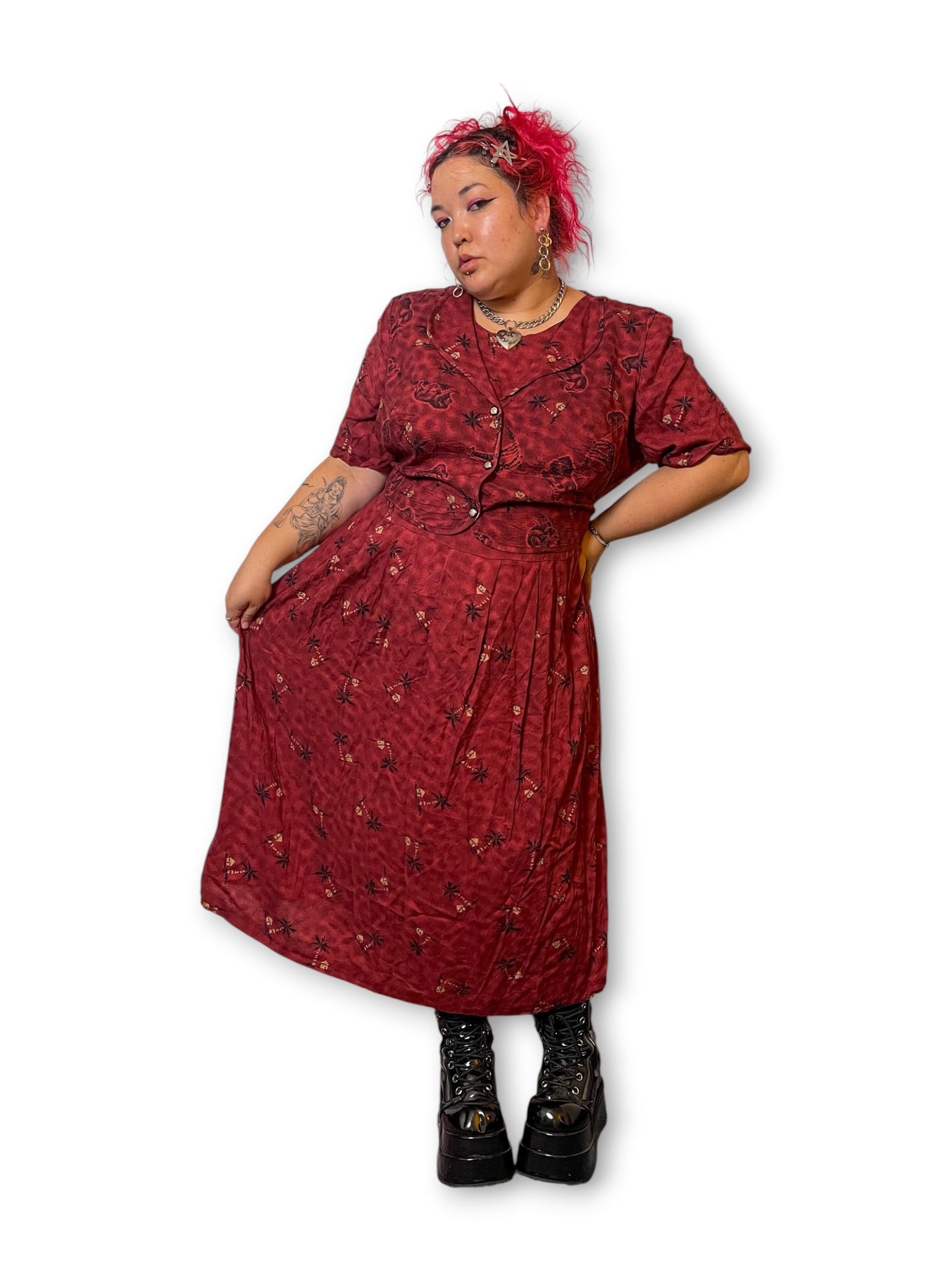 Y2K Animal Print Boho Maxi Dress (3X)