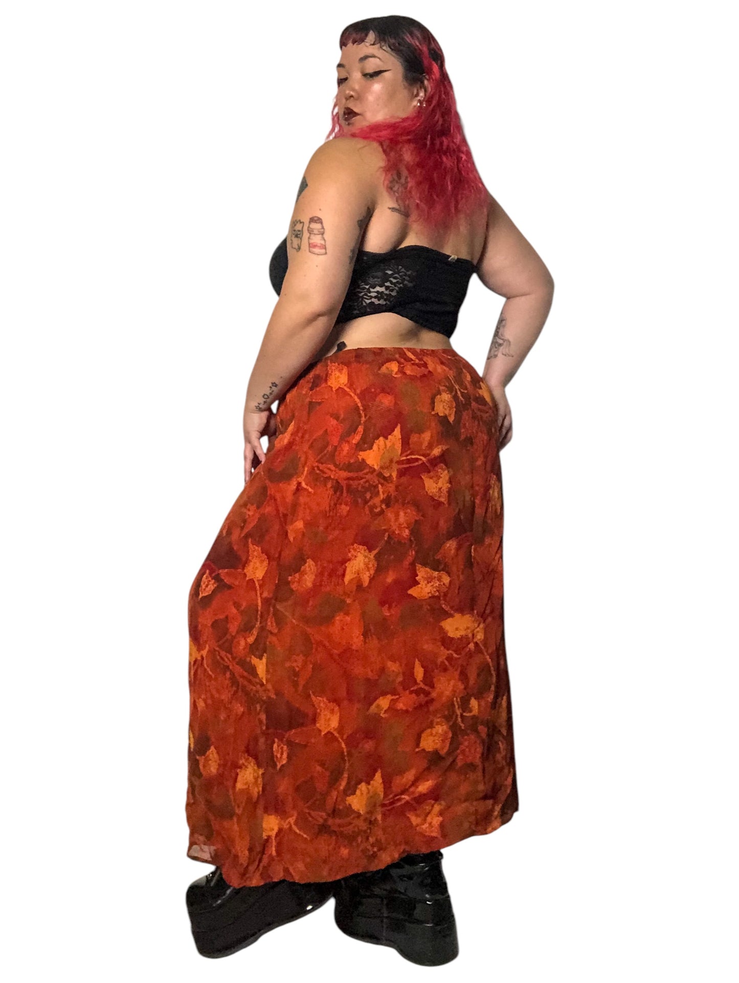 80’s Created for Essence by Mail Orange Floral Skirt (3X/4X)
