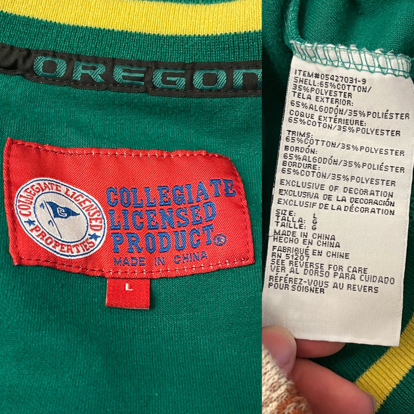 90’s/Y2K Oregon Ducks Green Zip-Up Jacket (L)