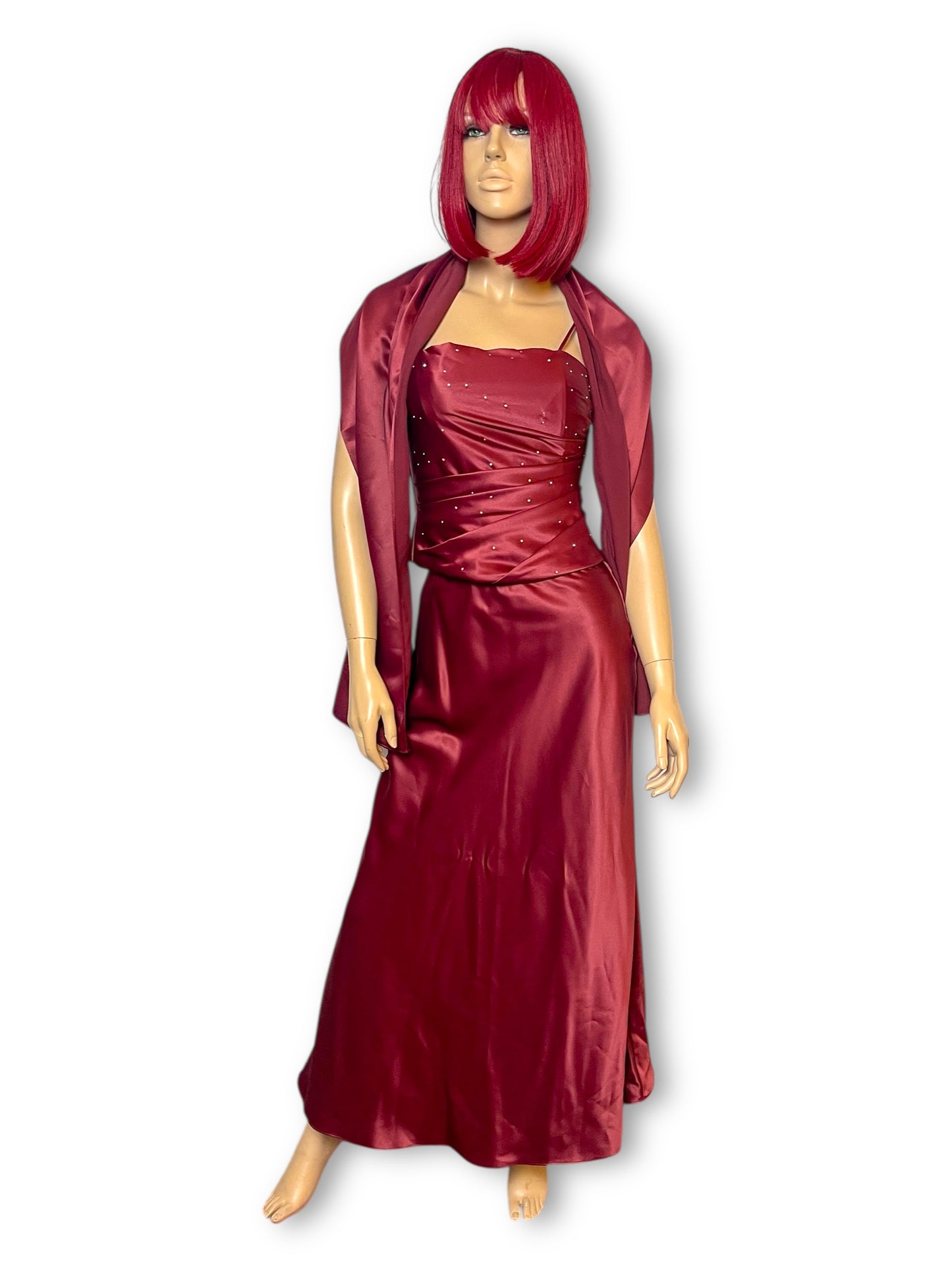 90’s Rebecca Burgundy Satin 3-Piece Evening Set (XS)