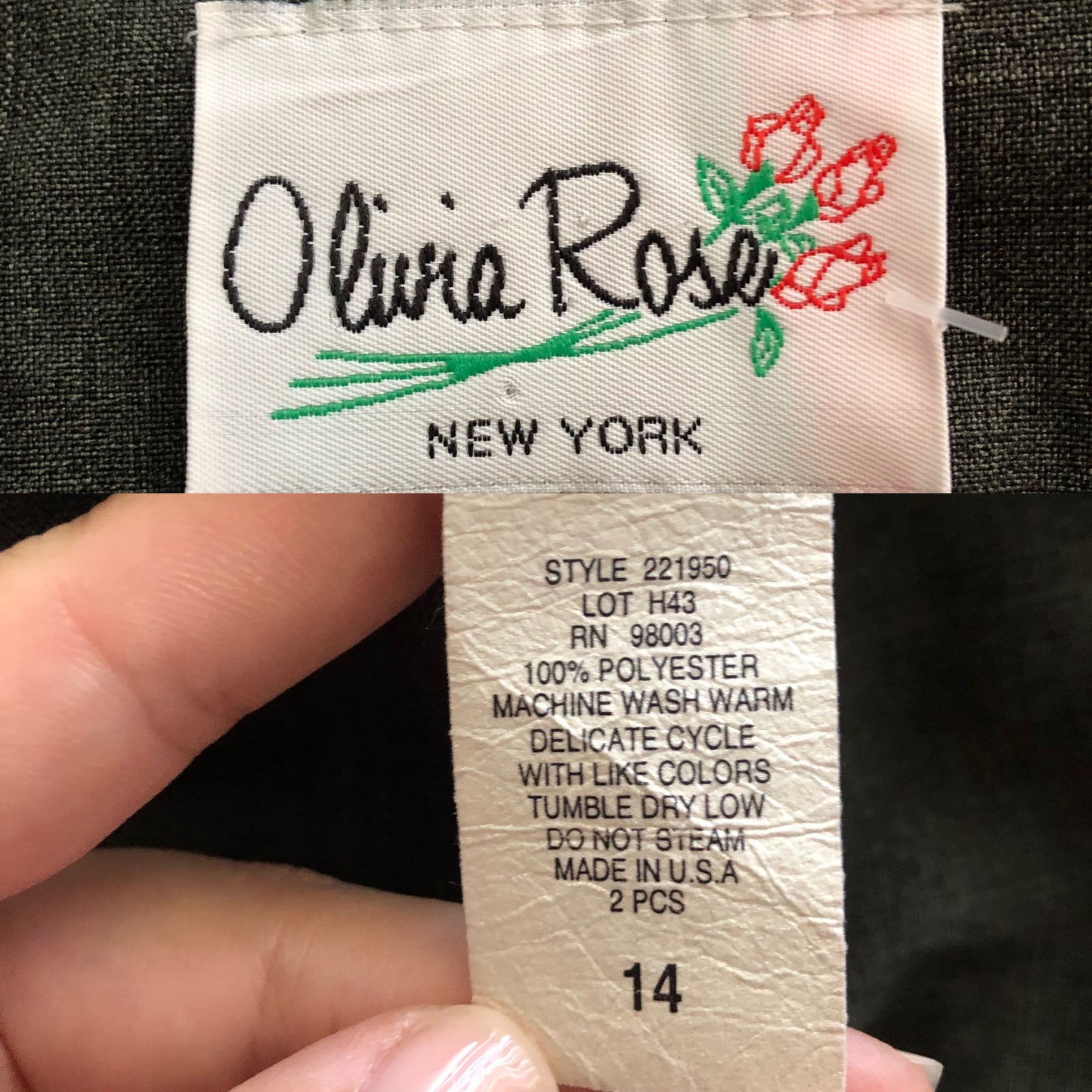 90’s Olivia Rose Olive Green Skirt Suit (L)
