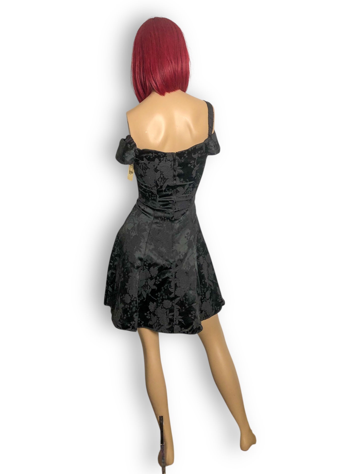 90’s Gunne Sax by Jessica McClintock Black Floral Brocade Cocktail Dress (XXS)