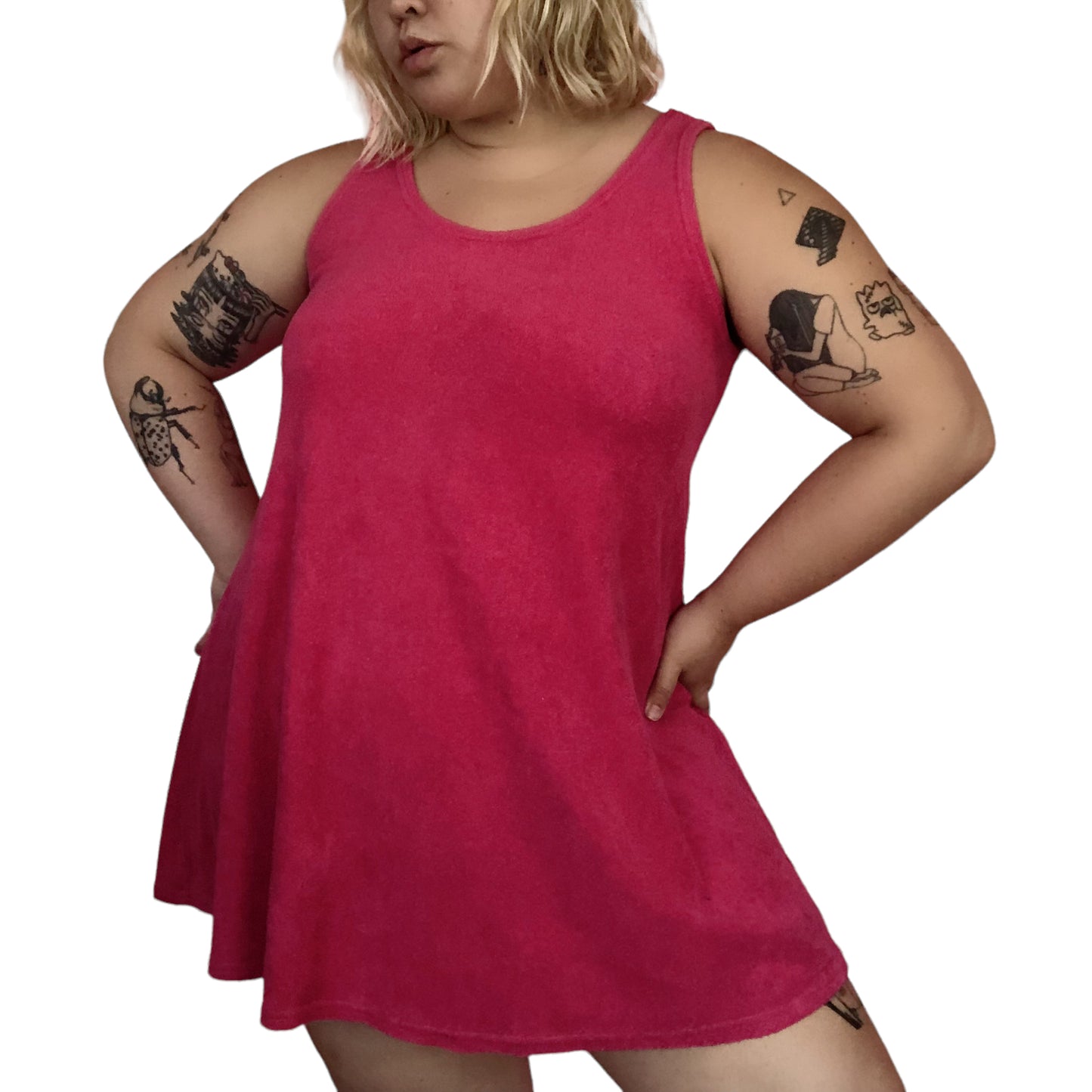 80’s Hot Solé by Laura Kidd Hot Pink Terrycloth Mini Dress (OSFM)