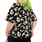 80’s Notations Black and Cream Floral Print Blouse (3X)