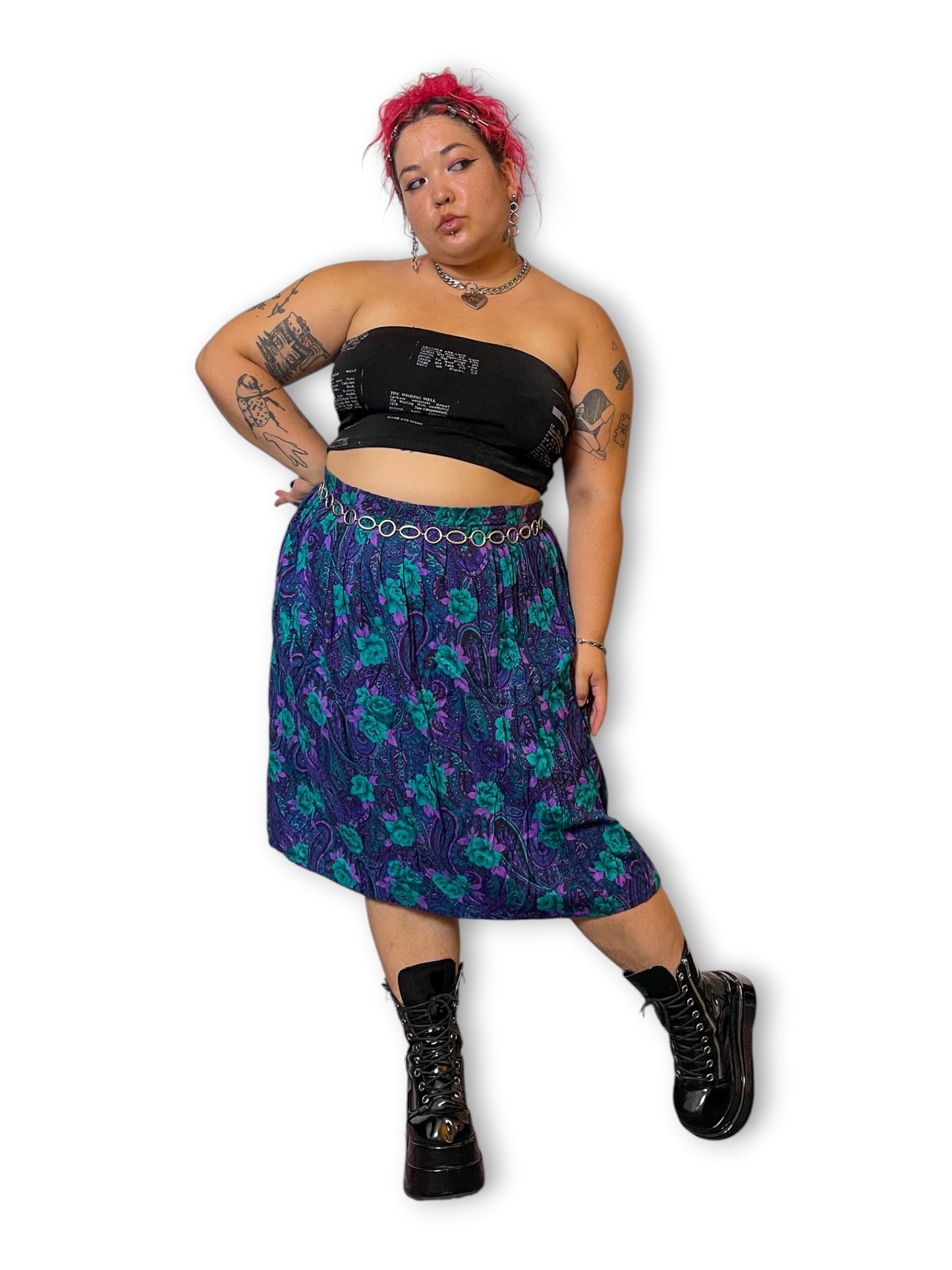 80’s/90’s Retro Floral Paisley Skirt (1X/2X/3X)