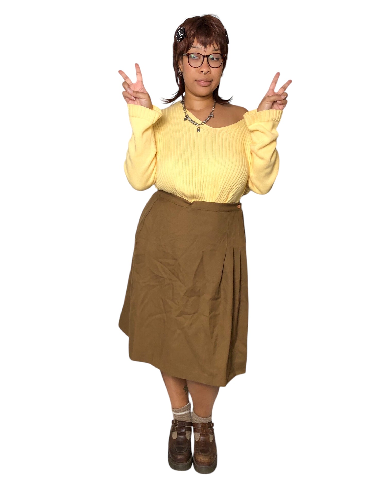 70’s Spiegel Khaki Pleated Skirt (2X)
