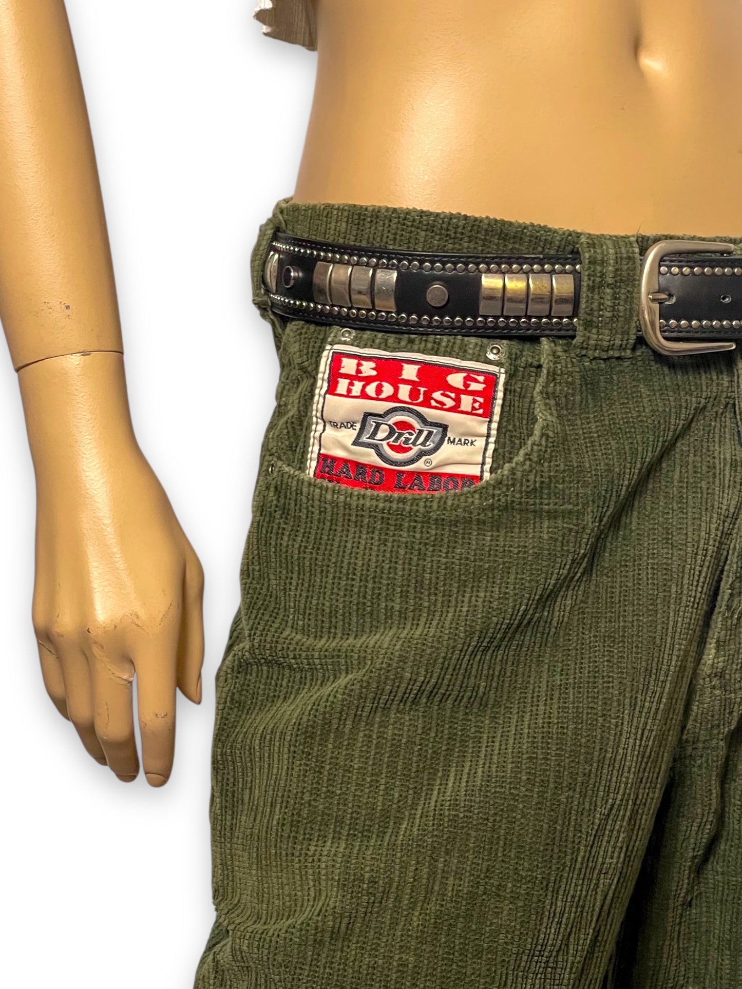 80’s/90’s Big House Drill Olive Green Corduroy Work Pants (L)