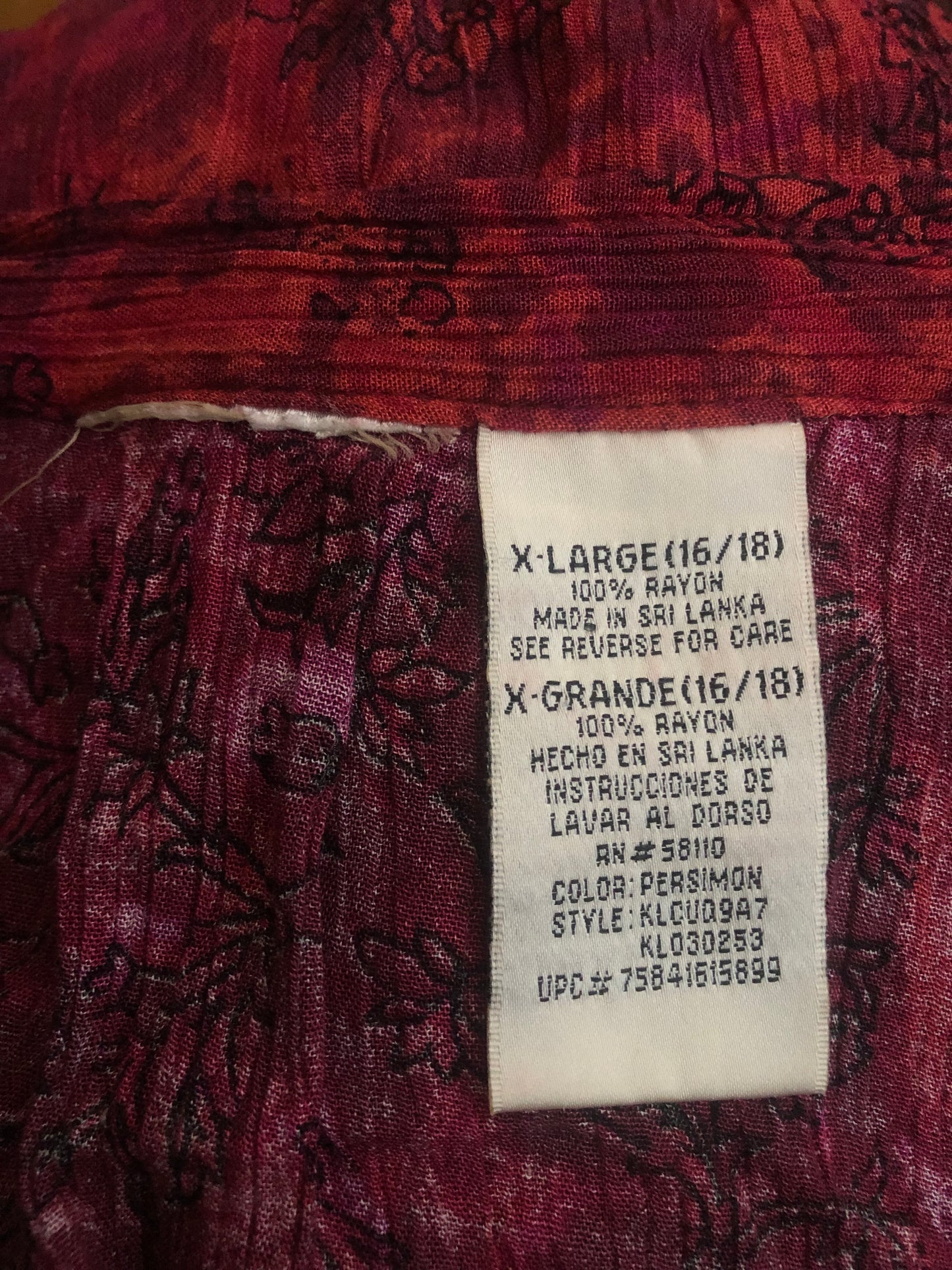Y2K Red Floral Print Blouse (XL)