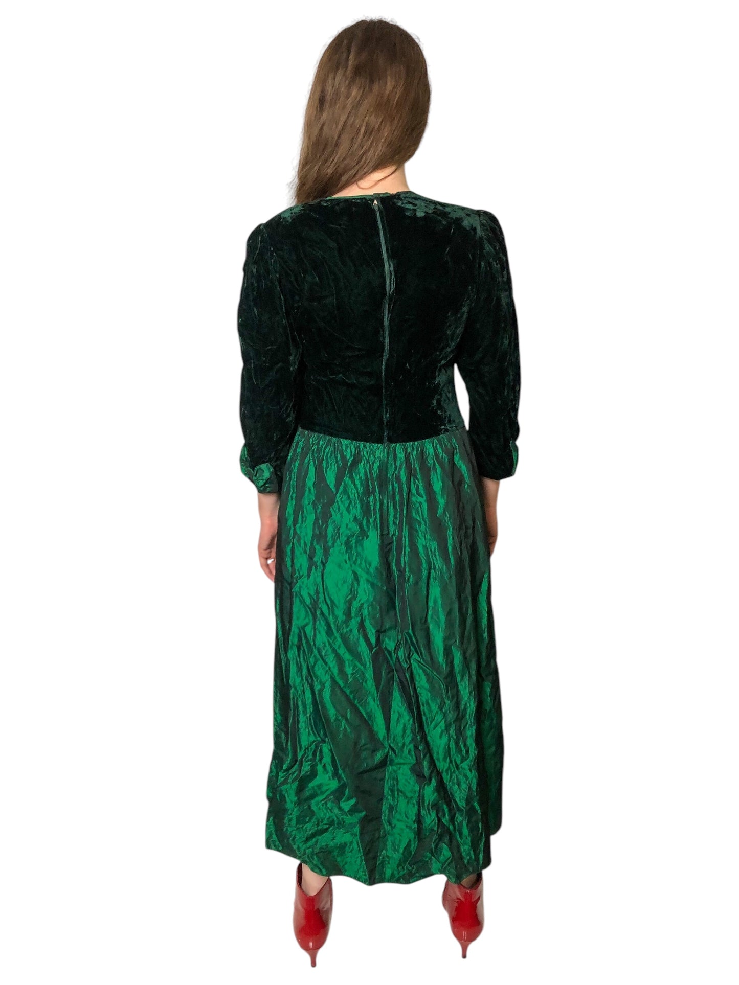 80’s Lanz Originals Dark Green Retro Prom Dress (L/XL)
