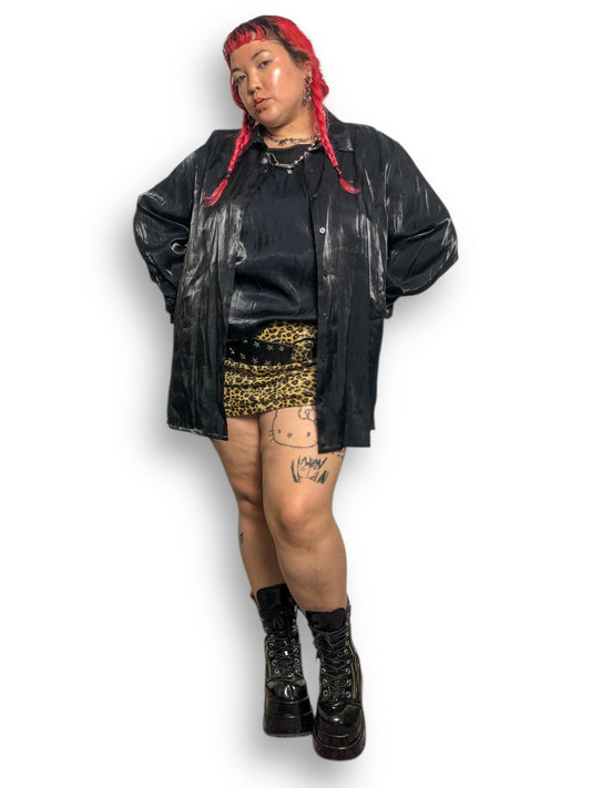Y2K Style & Co Black Satin 2-Piece Set (2X/3X)