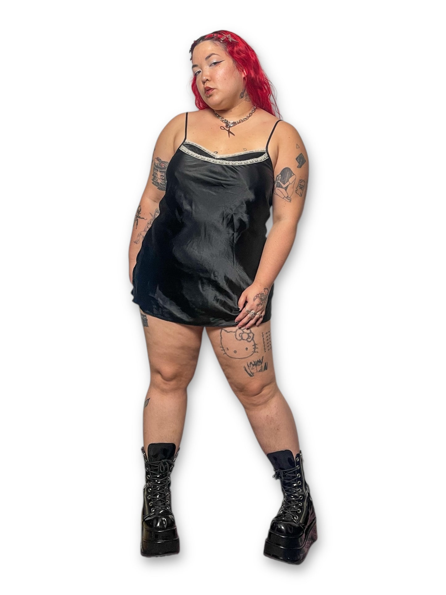 Y2K/Modern Morgan Taylor Black Satin Slip Dress (L)