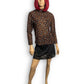 90’s/Y2K Brown Polka Dot Mesh Long Sleeve Top (M)