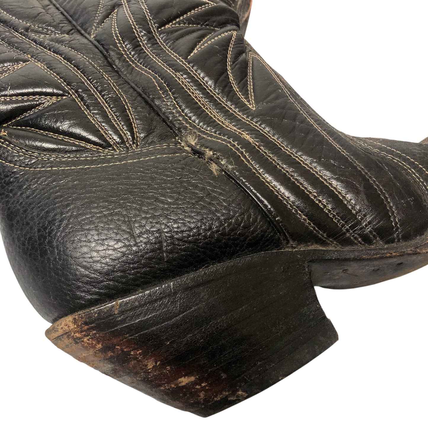 Vintage Artesania Jlaquepaoue Black Leather Cowboy Boots