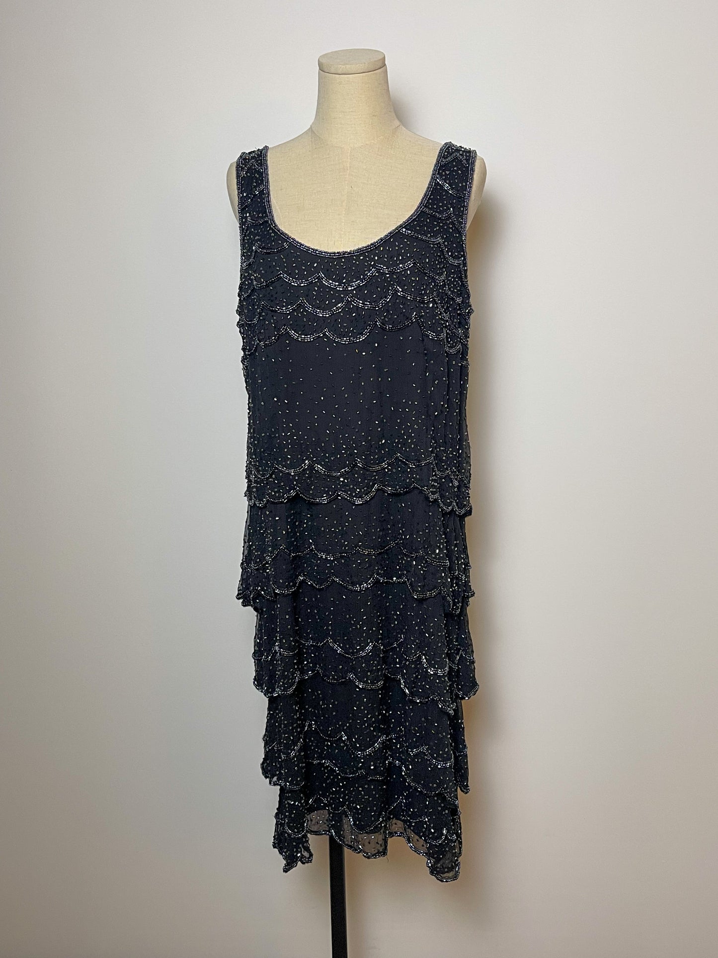 90’s Silk Beaded Tiered Cocktail Dress (XL/1X)