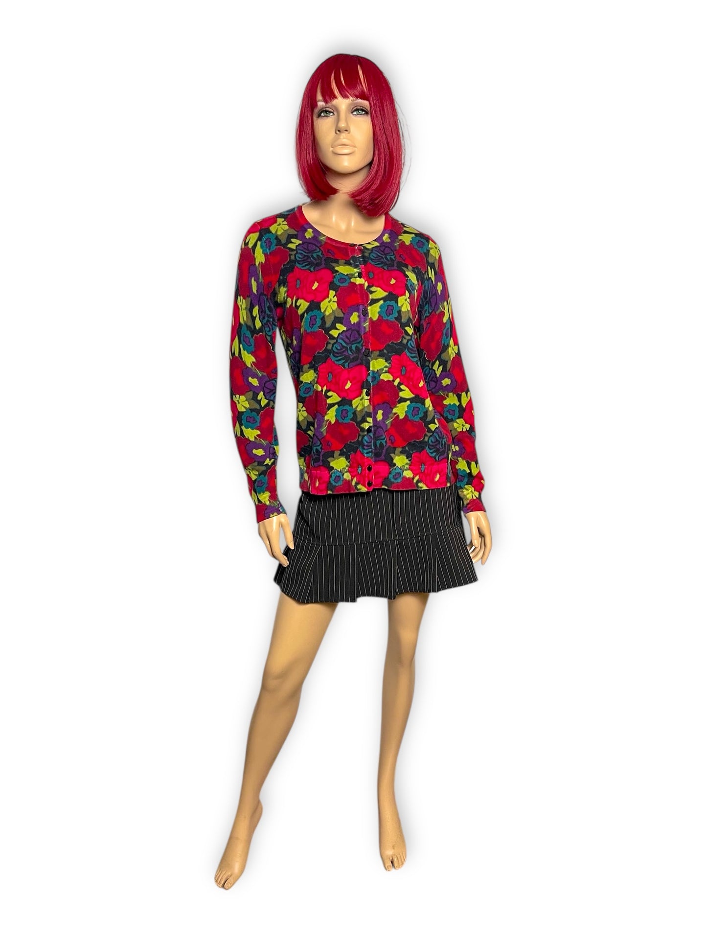 90’s/Y2K Talbots Rainbow Floral Knit Cardigan Sweater (L)