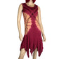 90’s Mamta Burgundy Bleach-Dyed Embroidered Dress (L)