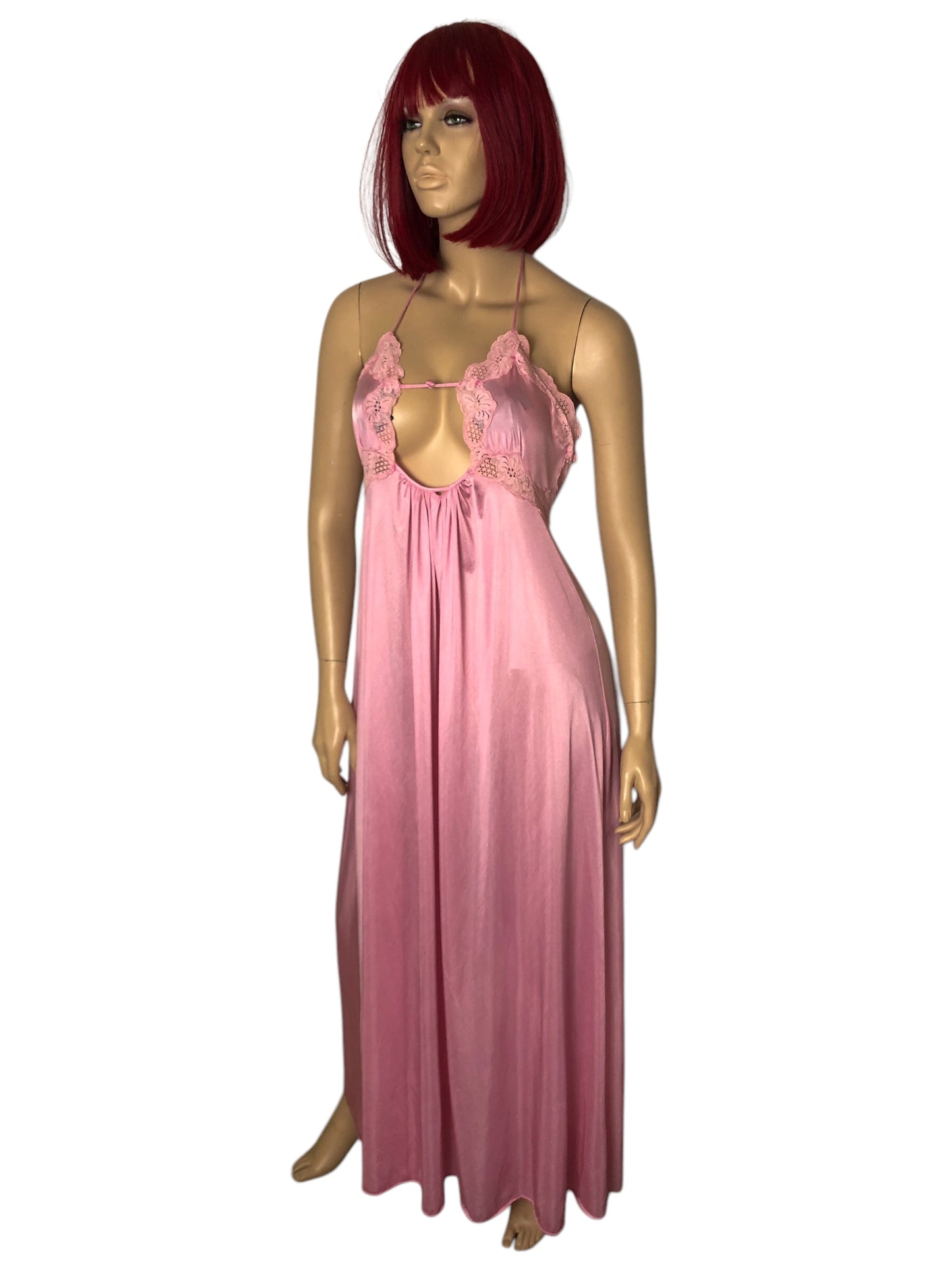 60’s/70’s Lily of France Pink Slip Maxi Dress (M)