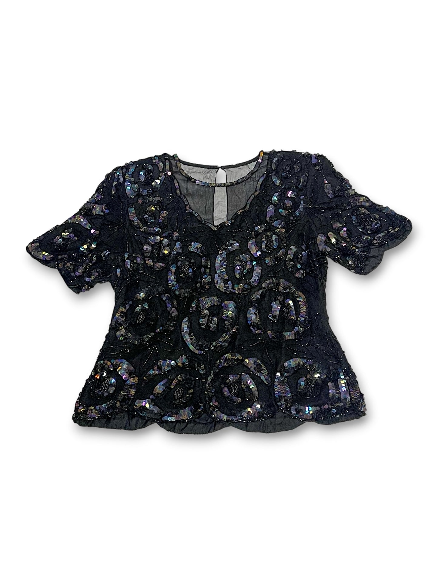 Vintage Whimsygoth Beaded Blouse (M)