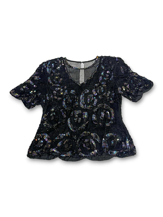 Vintage Whimsygoth Beaded Blouse (M)