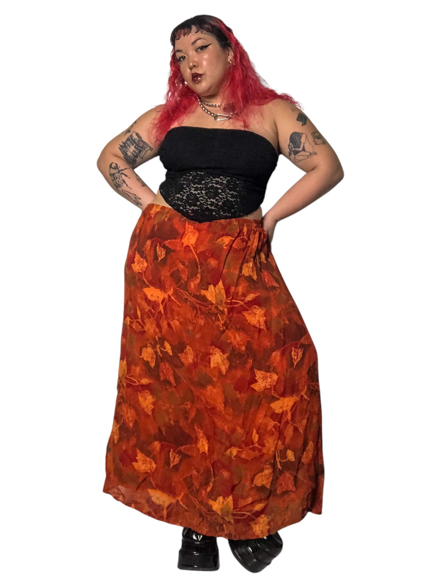 80’s Created for Essence by Mail Orange Floral Skirt (3X/4X)