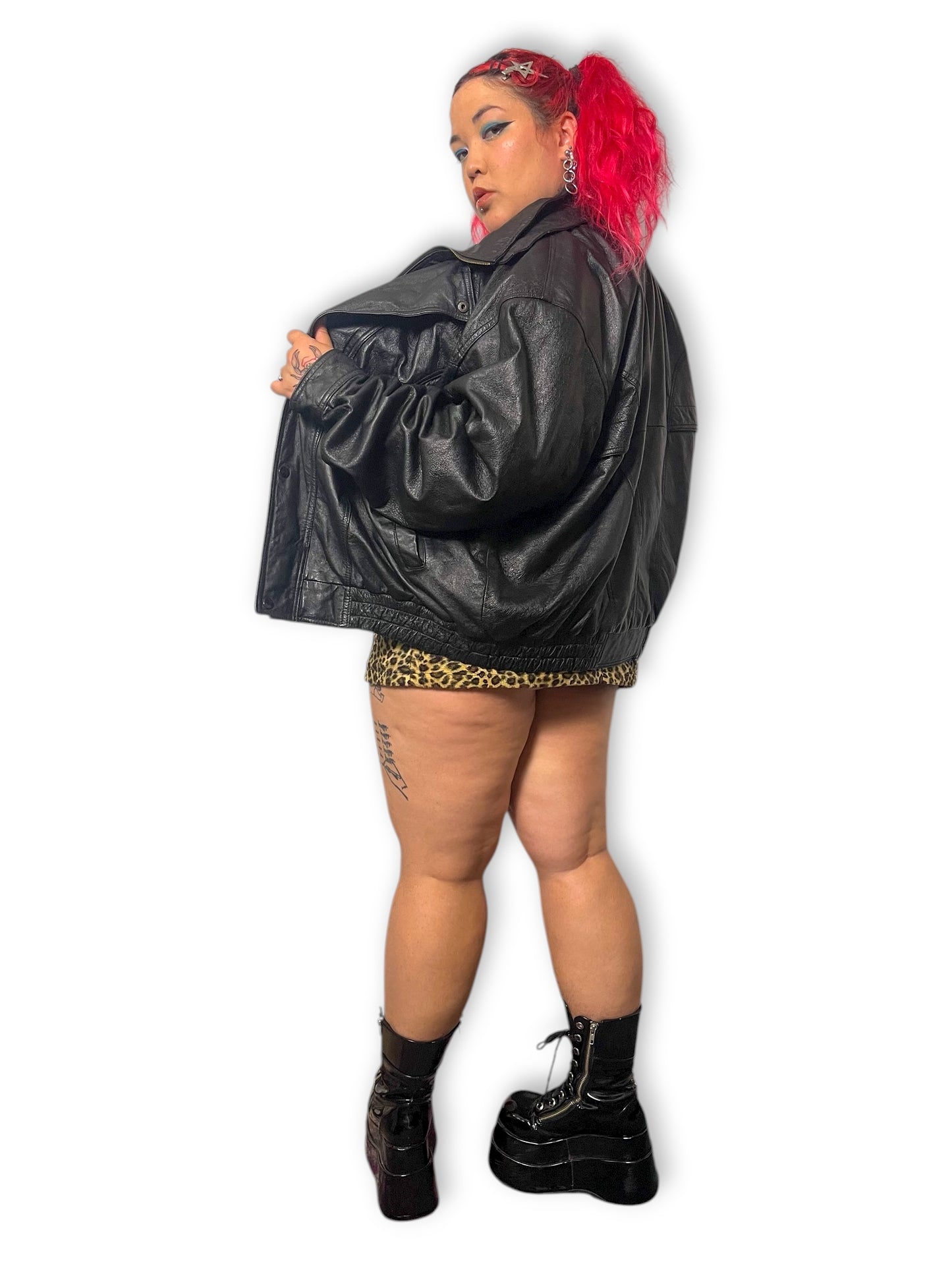 90’s Leather World by Lucky Leather Black Leather Jacket (2X)