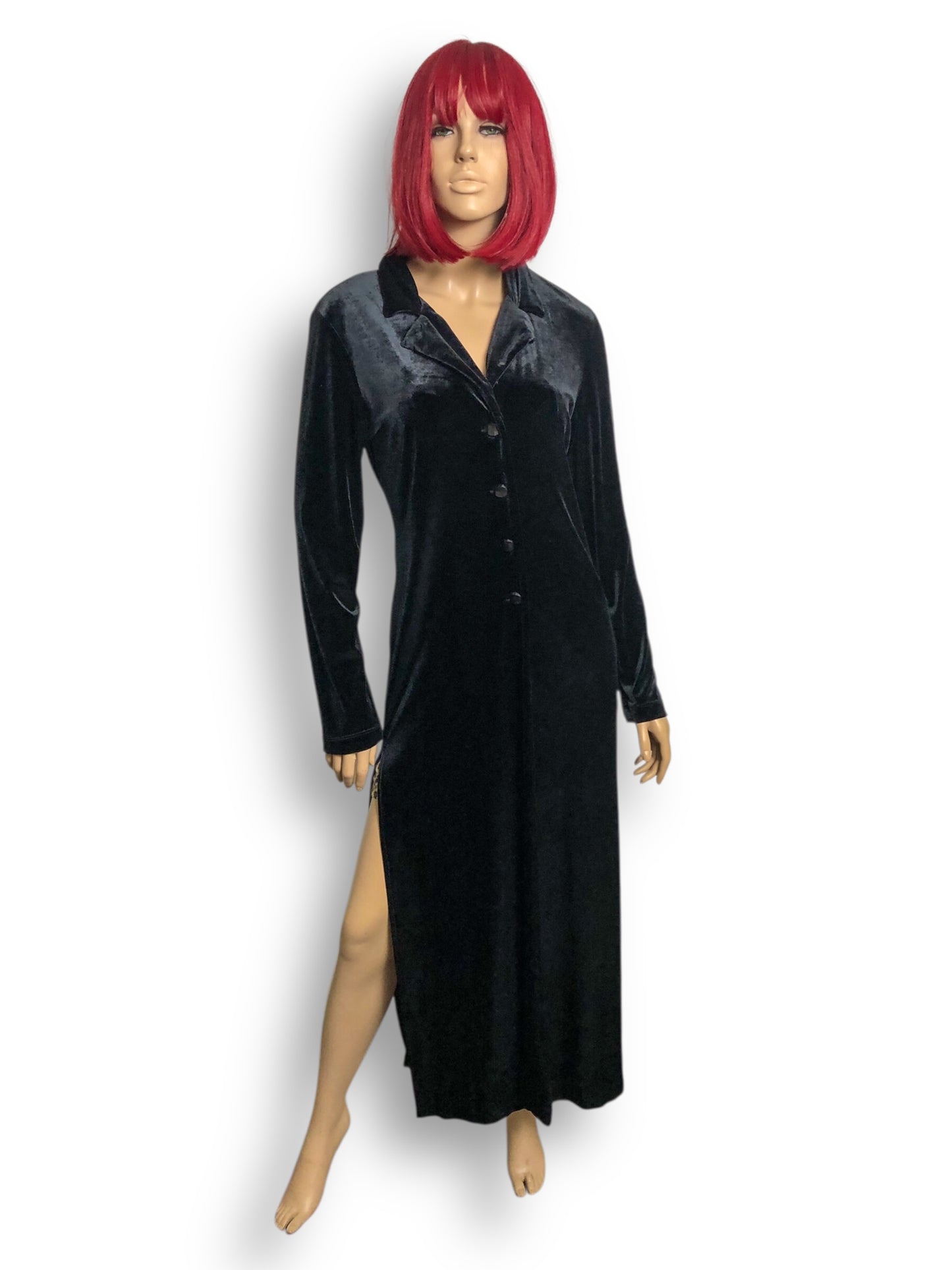 Y2K Be Smart Black Velvet Duster Cardigan (M)