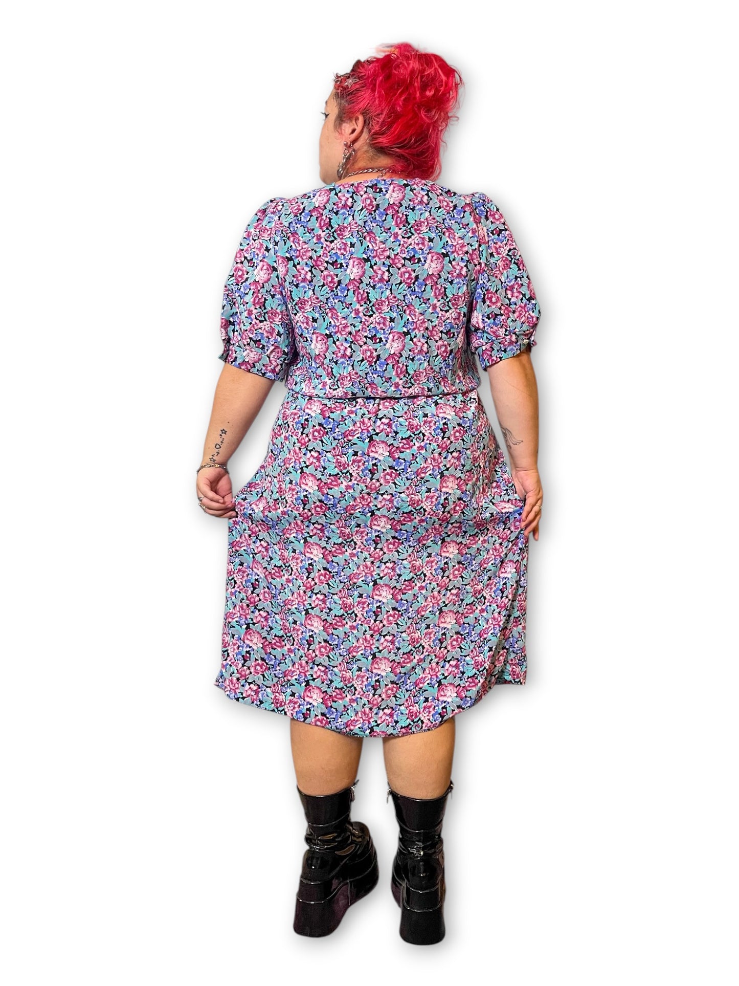 90’s Retro Floral Midi Dress (2X)