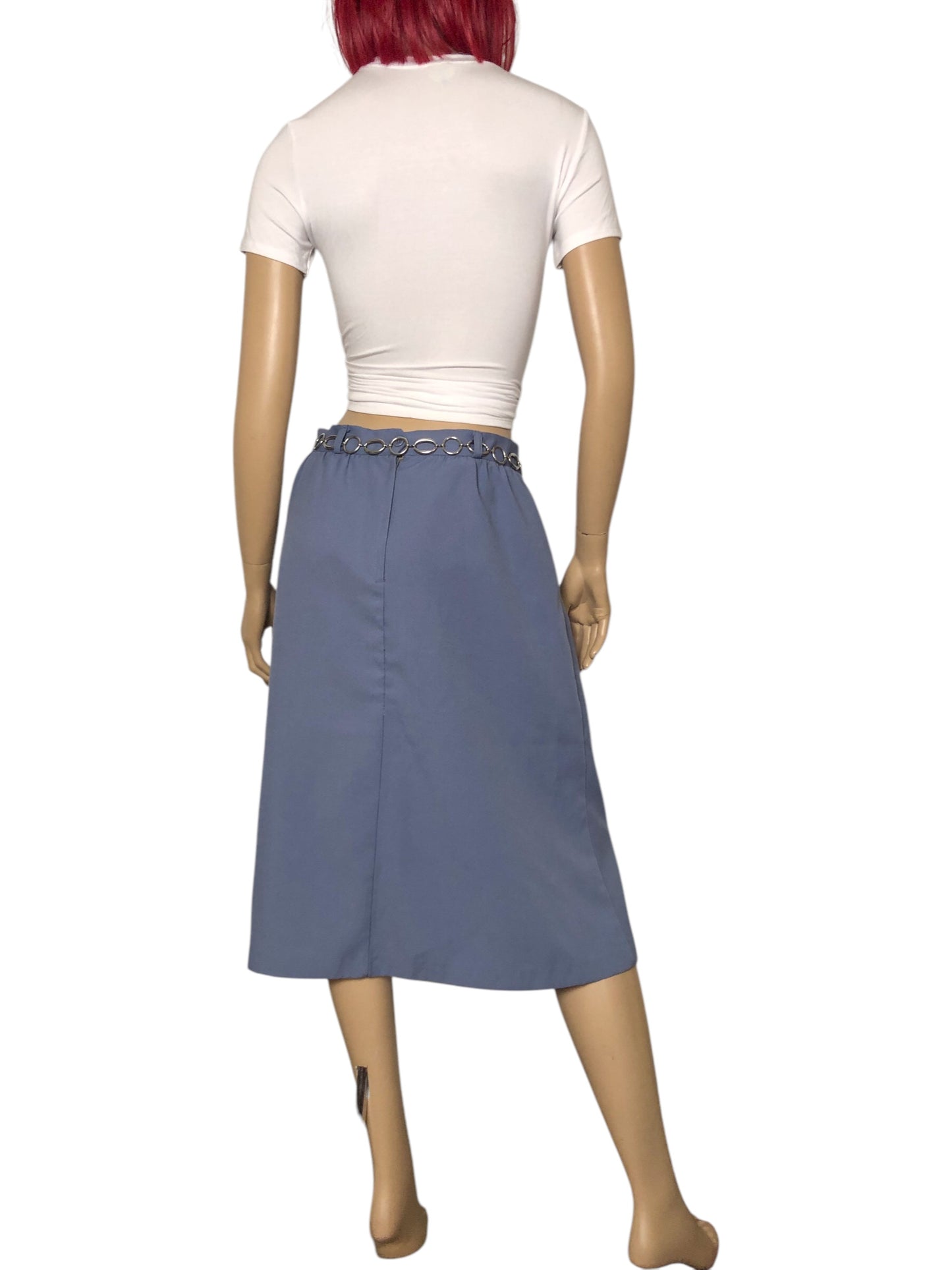 70’s Kaki Roberts Periwinkle Gray Pencil Skirt (L)