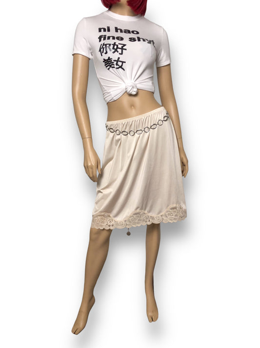 60’s/70’s Vanity Fair Cream Slip Skirt (M/L)